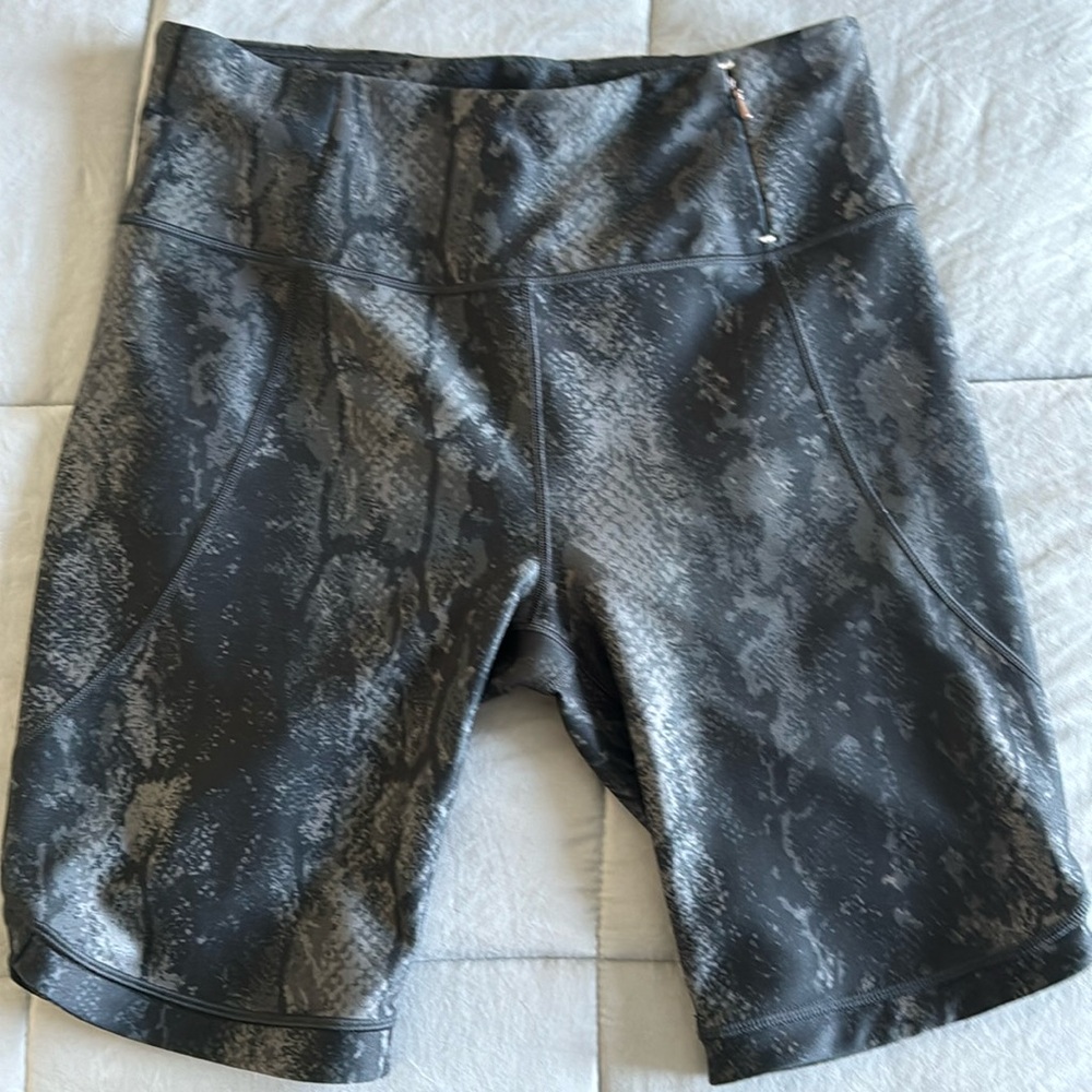 CALIA biker shorts. Animal print, black and gray. Size Large. EUC